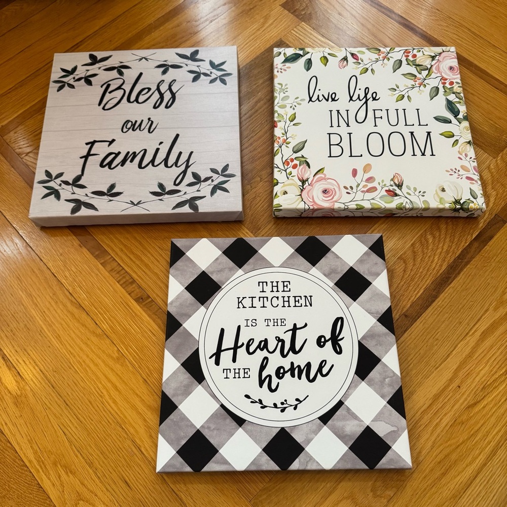 Bundle of 3 printed Canvas Decor Signs